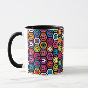 Caneca Padrão geométrico colorido com hexágonos