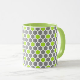 Caneca Padrão Geométrico da Cinza do Verde limão moderno