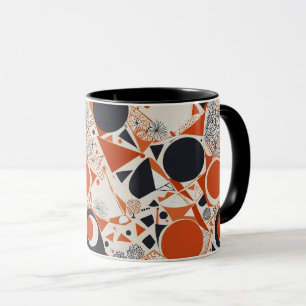 Caneca Padrão geométrico de abstrato nos corais, vermelho