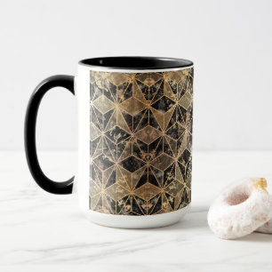 Caneca Padrão geométrico de mármore e Dourado