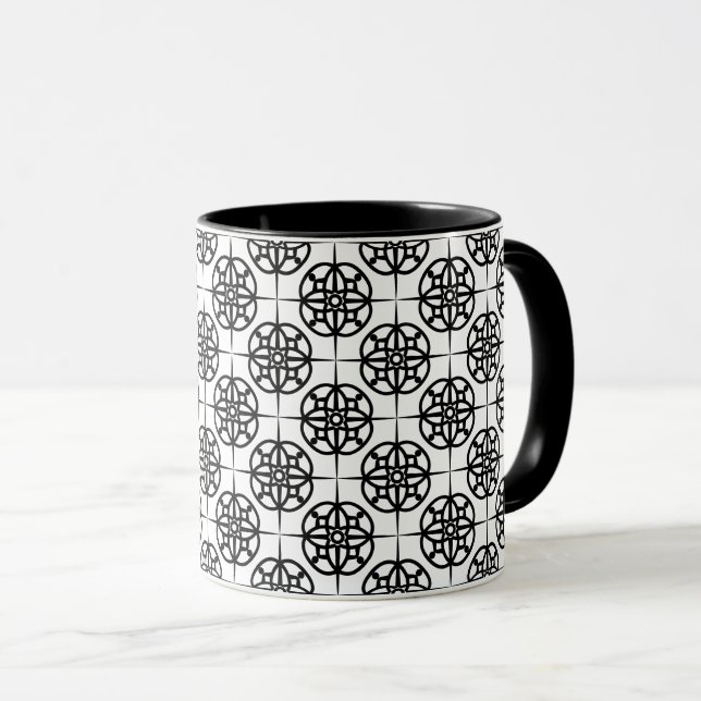 Caneca Padrão Geométrico do Classy Retro Vibe (Frente Esquerda)