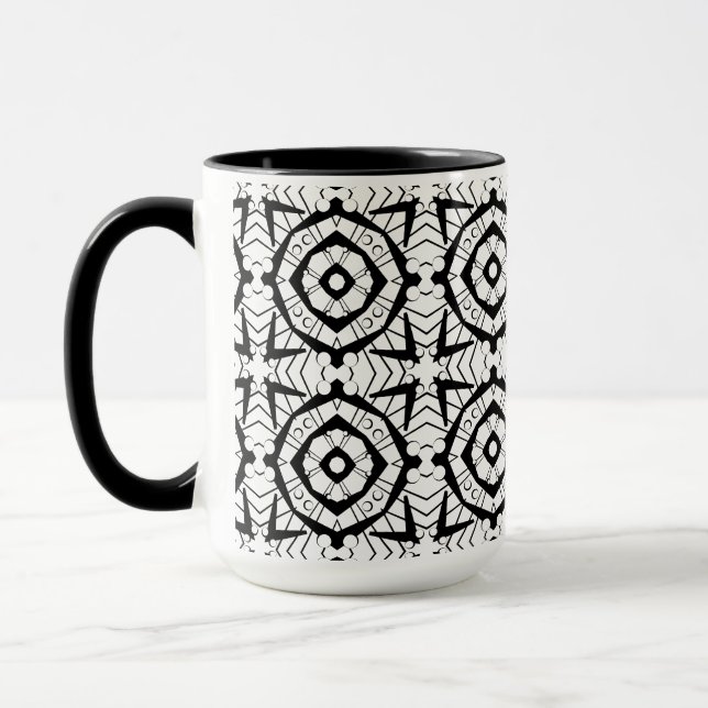Caneca Padrão geométrico e estilo Batik (Esquerda)