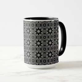 Caneca Padrão geométrico em tons de cinza
