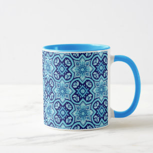Caneca Padrão Geométrico Floral do Azul Vintage