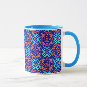 Caneca Padrão Geométrico Floral Vibrante