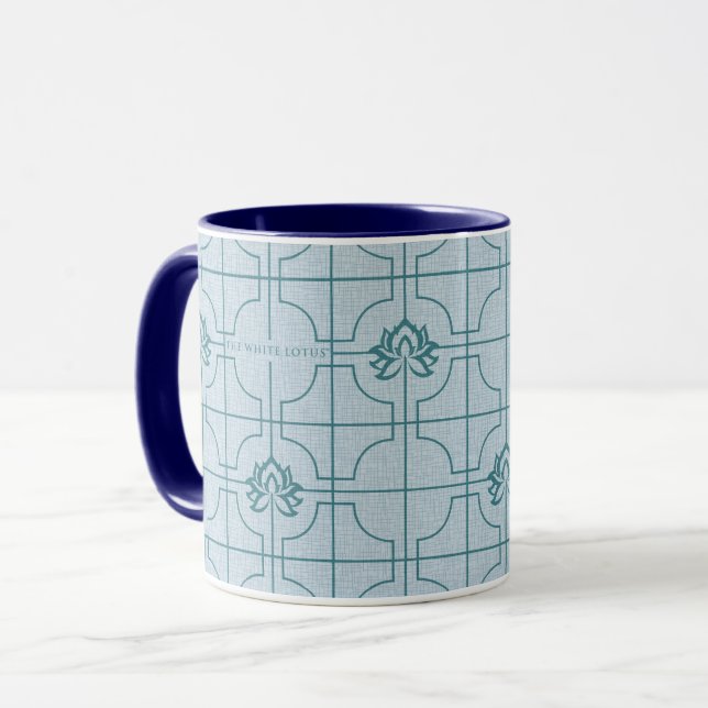 Caneca Padrão Geométrico Lotus Grid - O Lotus Branco (Frente Esquerda)