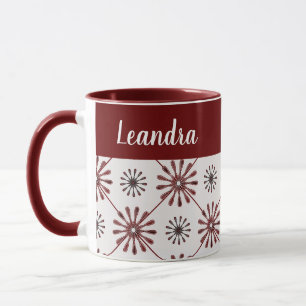 Caneca Padrão Geométrico Maroon Red Retro Spiro