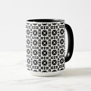 Caneca Padrão Geométrico Preto e Branco Elegante