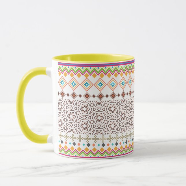 Caneca Padrão Geométrico Tribal Colorido (Esquerda)