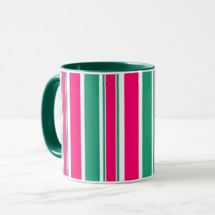 Caneca Padrão horizontal listrado vermelho e verde
