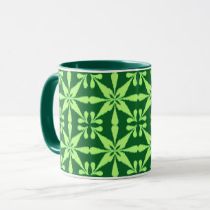 Caneca Padrão Ikat Star - Verde Escuro