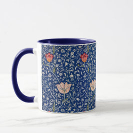 Caneca Padrão Índigo Floral Tulipa Vintage William Morris