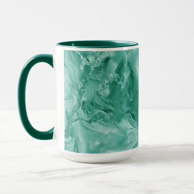 Caneca Padrão Intrincado de Mármore em Verde Esmeralda e  (Esquerda)