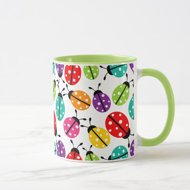 Caneca Padrão Invisível de Lady Bug Bonita Colorida (Direita)
