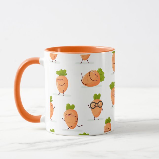 Caneca Padrão Kawaii de cenouras divertidas (Esquerda)