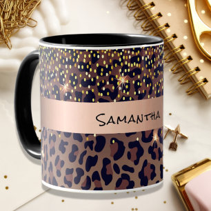 Caneca Padrão-leopardo-de-aniversário, idade negra