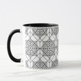 Caneca Padrão linear de Abstrato branco e preto da vinhet