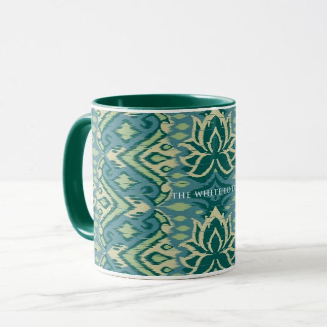 Caneca Padrão Lotus Ikat - O Lotus Branco (Frente Esquerda)