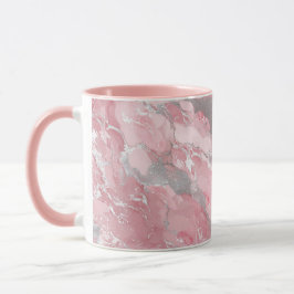 Caneca Padrão Macio Rosa e Prata Semelhante ao Mármore