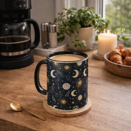 Caneca Padrão Místico da Lua Celestial