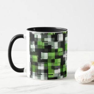 Caneca Padrão Moderno Branco Verde Preto