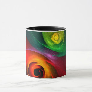 Caneca Padrão Moderno de Abstrato de Arte Yin Yang Verde 