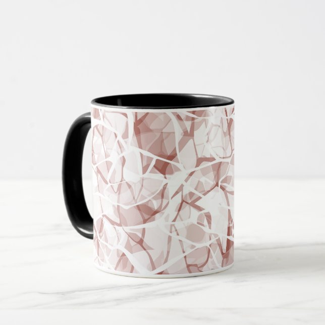 Caneca padrão moderno e elegante bege branco abstrato    (Frente Esquerda)