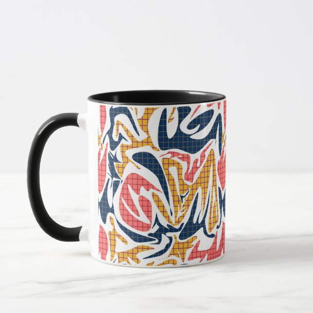 Caneca Padrão moderno sem emenda da escola memphis abstra (Esquerda)