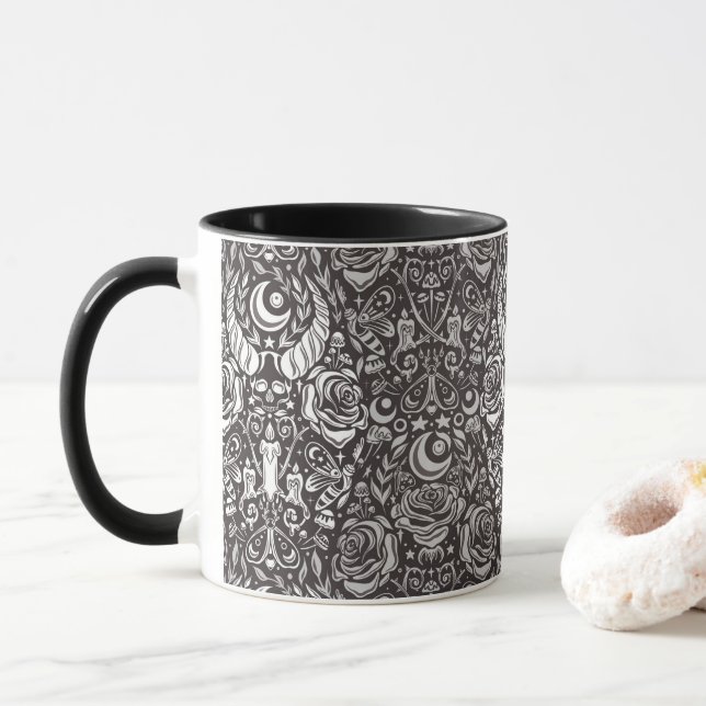 Caneca Padrão monocromático gótico (Com Donut)