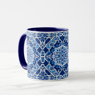 Caneca Padrão mosaico em Indigo e Cobalto Azul