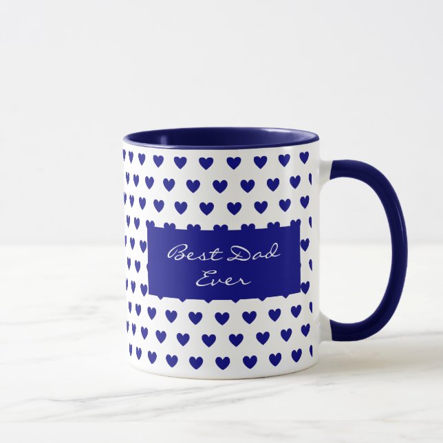 Caneca Padrão Motivacional de Corações Azuis Profundos Pe (Direita)