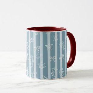 Caneca Padrão Náutico Costeiro Concha de Mar Azul & Cav