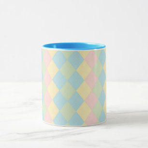 Caneca padrão pastel de primavera argyle