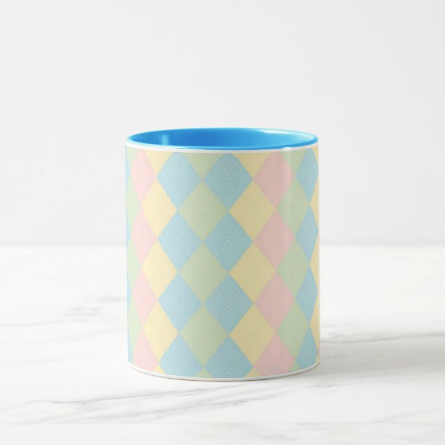 Caneca padrão pastel de primavera argyle (Centro)