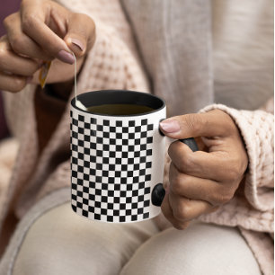 Caneca Padrão pequeno, preto e branco, verificado