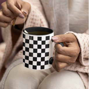 Caneca Padrão pequeno, preto e branco, verificado