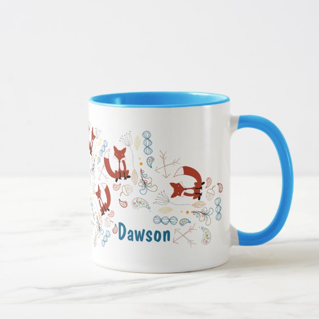 Caneca Padrão Personalizado Moderno da Fox Woodland (Direita)