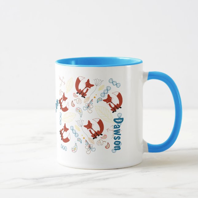 Caneca Padrão Personalizado Moderno da Fox Woodland (Direita)