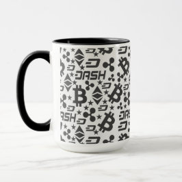 Caneca Padrão Preto e Branco da Cryptocurrency