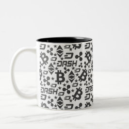 Caneca Padrão Preto e Branco da Cryptocurrency