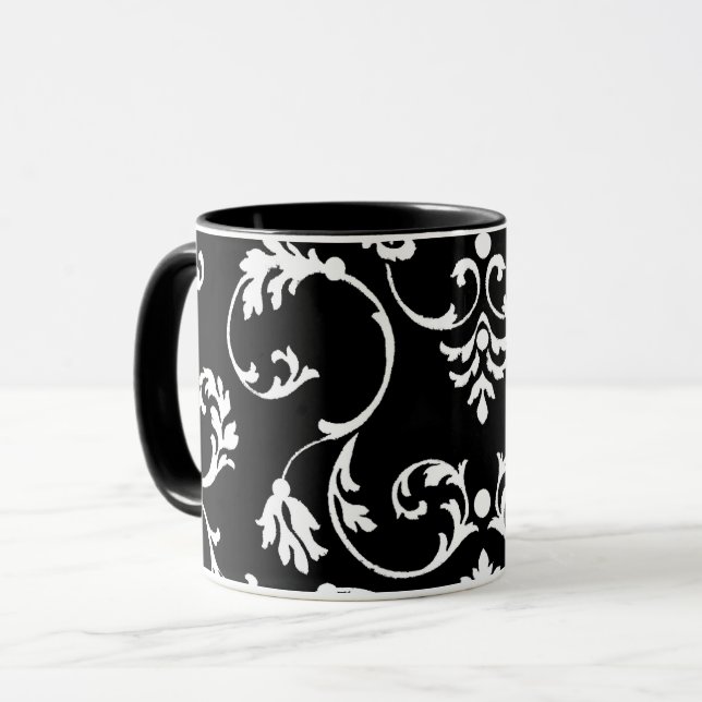 Caneca Padrão preto e branco ornamentais (Frente Esquerda)