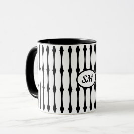 Caneca Padrão preto e branco, suas iniciais ou monograma