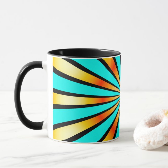 Caneca Padrão Radial Verde amarelo preto (Com Donut)