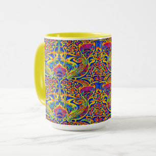 Caneca Padrão Retro Colorido Art Nouveau