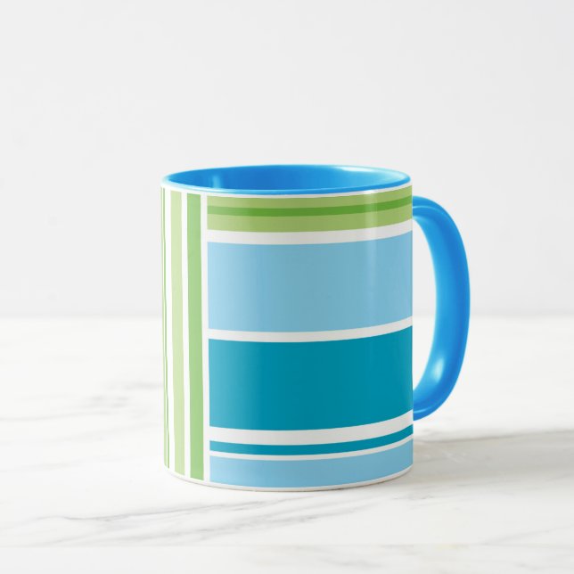 Caneca Padrão retrovisor de distribuição azul verde limão (Frente Esquerda)