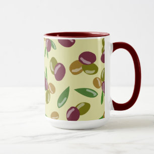 Caneca Padrão Rustic Olive and Olive Leaves