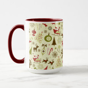 Caneca Padrão sem costura do retrato do esboço de Natal