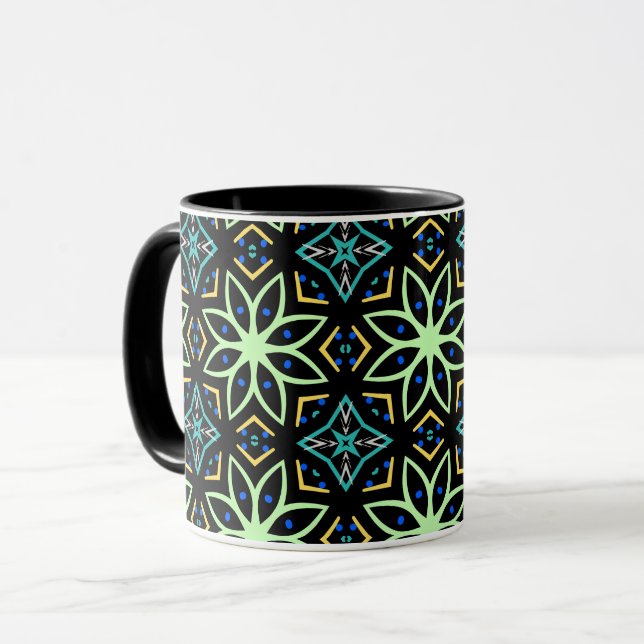 Caneca Padrão Simétrico Floral Invisível (Frente Esquerda)