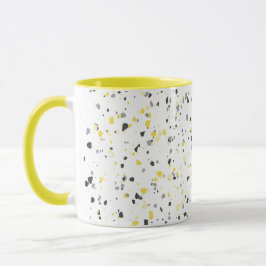 Caneca Padrão Terrazzo das Cinzas amarelas geométricas mo