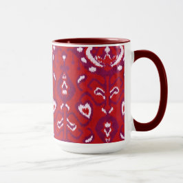 Caneca Padrão tribal de ikat roxo vermelho